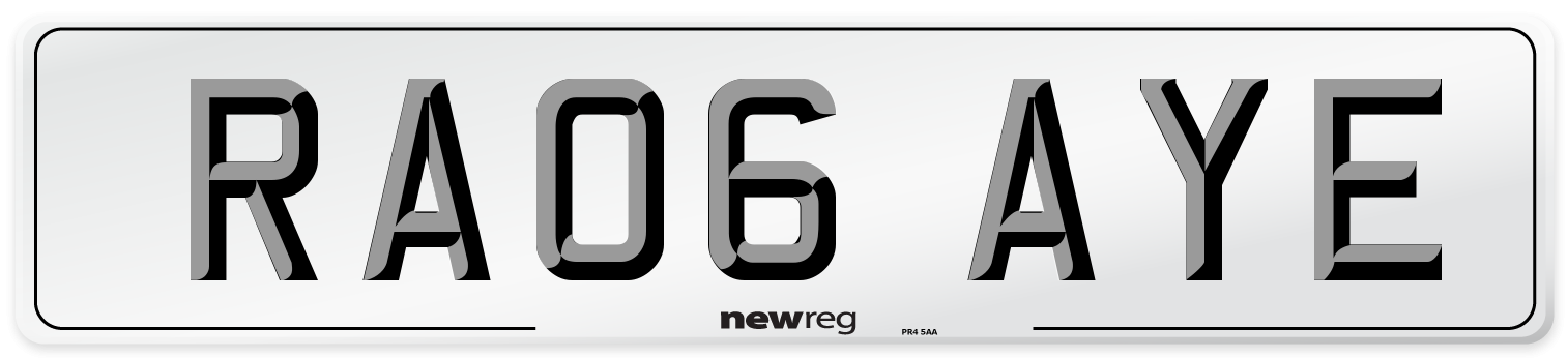 RA06 AYE Number Plate from New Reg
